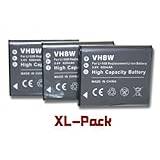vhbw 3x Battery compatible with Pentax Optio WG-2 GPS Camera DSLR (600mAh, 3.6 V, Li-Ion)