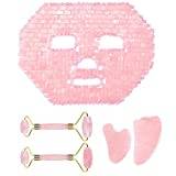 Rose Quartz Roller Gouache Face Eye Mask For Face Lifting Anti-wrinkle Natural Crystal Facial Care Tool,5in1 Set B