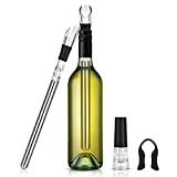 Cieex 4-in-1 Wine Cooler Set, Stainless Steel Wine Cooling Rod with Pourer & Bottle Stopper, Bottle Cooler Decanter Wine Accessories, Bar Gift Women Men, Red and White Wine Wine Lovers