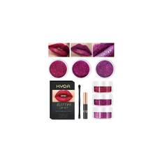 3 Colors Glitter Lip Kit, Diamond Metllic Lip Powder for Lips Cosmetics, Glitter Lips Makeup,with Lip Primer and Brush, Long Wear, Cruelty Free-Set B