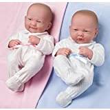FRILLY LILY 18-20 inch Doll Twin Spotty Babygrow set in Pale Blue and Pink .Suitable for dolls such as 46 and 43 cm Baby Annabell and Alexander Chou Chou , and many Corolle and Gotz Dolls 45-50 cm