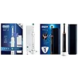 Oral-B Smart 4 Electric Toothbrush with Smart Pressure Sensor, App Connected Handle, 2 Toothbrush Heads & Travel Case, 4000N, White & Pro 3 Electric Toothbrush, Black