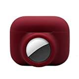 shengyuefeng For Apple AirPods 3rd Generation+AirTag Silicone Case Soft Protective Slim Cover (Wine red)