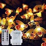 Fairy Lights Battery Operated 88 LED 10M Bee String Lights Christmas Decorations Waterproof Mini Bee Lights for Indoor Bedroom Xmas Tree Outdoor Patio Yard Garden Decor Christmas Party Living Room
