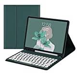 Keyboard Case for Galaxy Tab S8 & Tab S7 11 inch (SM-X700/X706/T870/T875/T878) - Slim Leather Folio Cover with S Pen Holder - Magnetically Wireless Detachable Keyboard - Round Keys (Teal)