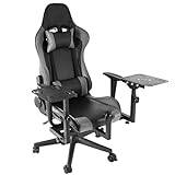 Dardoo Flight Racing Simulator Gaming Gray Chair with Hard High Back Fit for Hotas Warthog Reclining Gamer Office Chair Include Joystick Bracket Base and 3 Different Flight Shifters