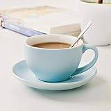 SHOUKAII Ceramic Coffee Cup Saucer Set Espresso Cup Coffee Cup Milk Latte Coffee Cup with Spoon Saucer (Color : 201-300ml, Size : C)