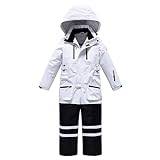 Snowsuit Children's Boys Ski Suit Thermal Ski Overall Winter Warm Snow Overall Windproof Winter Suit with Removable Hood Mud Suit Outdoor Softshell Suit Toddler Boys Clothes Winter