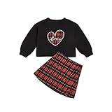 Kids Toddler Baby Girls Autumn Winter Print Cotton Long Sleeve Tops Plaid Skirts Set Clothes Baby Girl Clothes for Women (Black, 3-4 Years)