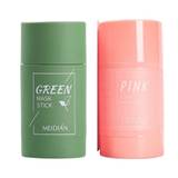 (Green Tea + Pink Mud Mask) Green Tea Natural Purifying Clay Facial Mask Stick
