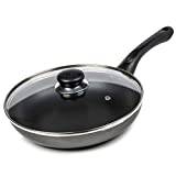Premier Cookware Essentials Frying Pan with Lid - Non Stick Fry Pan with Glass Lid - Induction Suitable Saute Pan - 28cm