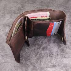 SHEIN Vintage Folded Genuine Leather Wallet Short  Thin Coin Purse For Men  Women Made Of Top Grain Leather