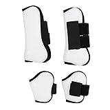 4PCS Horse Boot Wrap Set Front & Back Leg Impact Protection White PU Shell Equestrian Guards Show Jumping & Eventing gist Horse Riding Safety Gear for Training & Competition