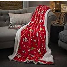 Celebright Christmas Sherpa Fleece Throw – Large 50 x 70 inches (130 x 180cm) Fluffy Microfiber Blanket Throw Over for Bed, Sofa, Couch – Plush Snuggly Cosy Winter Warmer - Santa