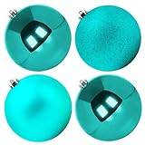 Benjia Extra Large Christmas Baubles, Giant Big Huge Xmas Shatterproof Plastic Ball Ornaments Set for Outdoor Outside Lawn Yard Tree Hanging Decorations Decor (15cm/150mm, 4 Packs, Teal)