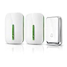 LFDecor Wireless Doorbell Smart Door Bell Home Cordless Ring Dong Chime House Call 220V Timbre Calling Button (Color : 1 Button 2 Receivers)