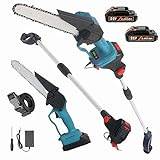 Mini Chainsaw Cordless 8 Inch ，2-in-1 Electric Chainsaw Cordless 21v Hand Battery Chainsaw ，6.0 -Foot Max Reach, 7.2 Lb Lightweight Small Chainsaw Cordless Pole Saw ，Chain Saws for Cutting Trees