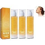 Sun Shield Body Glow SPF 50-2023 New Sun Barrier Body Oil,Gold Glitter Sunscreen,SPF 50 UV Protection Sheer Sunscreen,Glitter Sunscreen Gold Shimmer Mica - Sweat and Water Resistant (3 Pcs)