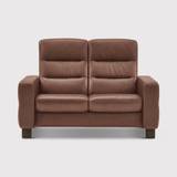 Stressless Wave High Back 2 Seater Recliner Sofa, Brown Leather | Barker & Stonehouse