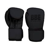 BBE Britania Boxing UNIFY4 Premium Leather Matte Black Boxing Gloves | Superb for Boxing, Muay Thai, Kickboxing & Martial Arts Training | Ventilated Palm & Supportive Build | 12oz - 14oz - 16oz