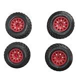 XHTLLO 4Pcs 1/10 Short Course Truck Tires, Plastic Rubber 113mm Diameter RC Truck Rubber Tires, Stable RC Truck Tires, RC Accessories(Red)