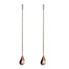 2 Pcs 12 Inch Bar Mixing Spoon Cocktail Spoon Stainless Steel Bar Long Spoon With Spiral Pattern Rose Gold