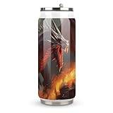Dragon and Human War Funny Stainless Steel Tumblers Custom Wine Tumbler Cup Travel Mug with Lid 12 Oz