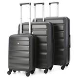 Aerolite Hard Shell Suitcase Complete Luggage Set (Cabin + Medium + Large Hold Luggage Suitcase) - Silver