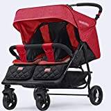 MAOSF Pushchairs Twin Baby Trolley Can Sit, Lie Down and Fold. It's Universal in All Seasons, with Awning, 3 Colors Optional (Color : Red)