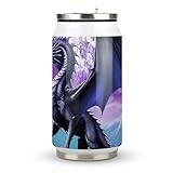 Dragon on Mountain Hippie Moon Funny Stainless Steel Tumblers Custom Wine Tumbler Cup Travel Mug with Lid 12 Oz