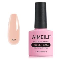 AIMEILI Rubber Base Gel For Nails, Sheer Color Gel Nail Polish UV LED Soak Off, Elastic Rubber Base Coat Nail Strengthener Nail Rhinestones Glue Gel,