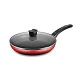YANHLYU Non Stick Skillet Pan Non-Stick Frying Pan Washing Cookware Omelette Pan Steak Frying Pan with Lid for Home Kitchen Restaurant Cooking Pan (Color : Red)
