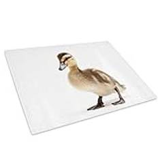 White Brown Duck Duckling Glass Chopping Board Kitchen Worktop Saver Protector