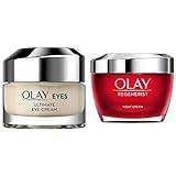 Olay Ultimate Eye Cream For Dark Circles with Colour Correcting Formula Suitable for All Skin Tones,15ml & Regenerist Night Cream 50 ml