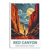 iPuzou Red Canyon Dixie National Forest Utah Vintage Travel Posters Bike 12x18inch(30x45cm) Canvas Painting Poster And Print Wall Art Picture for Living Room