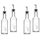 4 Piece Glass Oil & Vinegar Dispenser Bottle. Small Serving Cruet Set. (365 ml)