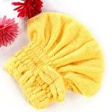 AAPIE Microfibre Hair Towel Bow Tie Absorbent Quick Dry Hair Cap Shower Cap Tool Dry Bandana Moisture Absorbs Dry Hair Faster Hair Towel Wrap (Color : Yellow)