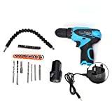 Impact Driver Drill, Two-Speed 21V Electric Drill Cordless Screwdriver Lithium Battery Cordless Drill Combo Kit and Impact Driver, Cordless Screwdriver (UK)