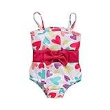 Toddler Girl Swimsuit 1 Piece Bowknot Swimsuit Sport Bikini Swimwear Bathing Suit Cute Swimming Costume for Kids (Hot Pink, 6-12 Months)