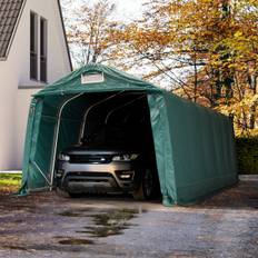 Toolport 3.3x7.2m Carport Tent / Portable Garage, PRIMEtex 2300, dark green with statics (ground: concrete) - (49683)
