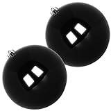Benjia Extra Large Christmas Baubles, Giant Big Huge Xmas Shatterproof Plastic Ball Ornaments Set for Outdoor Outside Lawn Yard Tree Hanging Decorations Decor (20cm/200mm, 2 Packs, Black)