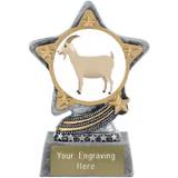 Goat Emoji Trophy by Infinity Stars Antique Silver 10cm (4")