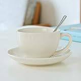 SHOUKAII Ceramic Coffee Cup Saucer Set Espresso Cup Coffee Cup Milk Latte Coffee Cup with Spoon Saucer (Color : 201-300ml, Size : G)