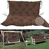 NENIUX Waterproof Wooden Bench Cushions with Backrest, Bench Pads 2-3 Seater with Anti-skid Ties for Garden Swing Hammock Sun Chair Patio Furniture Outdoor/Indoor,150 * 100 * 10cm,Brown