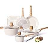 Pots and Pans Set - Caannasweis Kitchen Nonstick Cookware Sets Granite Frying Pans for Cooking Granite Pan Sets Kitchen Essentials Set Ideal for Grill or Griddle