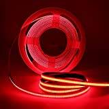 Wisada COB LED Strip Light Red, 320 LEDs/M 8MM Flexible Light Strip DC 5V DIY COB LED Strip Light, Widely Used in Cabinet Bedroom Kitchen Lighting Decoration [1M | Power Supply Not Included]