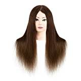 Hairdressing Head 20in/50cm Full Human Hair Mannequin Head, Female Brown Wig Head, For Cutting, Dyeing, Perming, Braiding (Size : 20in/50cm)