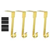 PATIKIL Christmas Stocking Holders, 4pcs Stocking Holder Stand Metal Hooks Reusable Right Angle for Fireplace Indoor Decorations Garland, Gold
