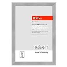 nielsen Photo Frame 4x6, 10x15cm Aluminium Picture Frame, Atlanta Silver Photo Frame 6x4 with Shatterproof Acrylic Glass and Push and Turn Clips - Brushed Frosted Silver