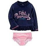 Simple Joys by Carter's Baby Girls' 2-Piece Assorted Rashguard Sets Rash Guard, Navy Mermaid/Pink Stripes, 24 Months